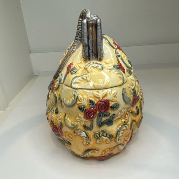 Vtg Porcelain Purse Shaped Cookie Jar Yellow, Green, Silver and Red - Picture 6 of 14